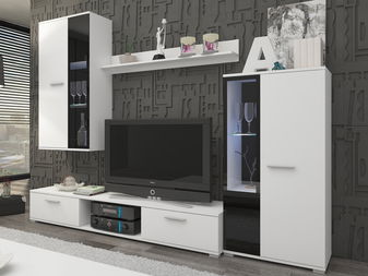 Obývací stěna Saul (bílá) (bez osvětlení)