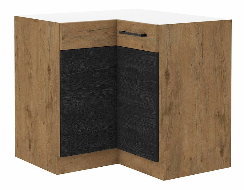 Rohová dolní kuchyňská skříňka Virion 90 x 90 ND 2F BB (dub lancelot + tmavé dřevo)