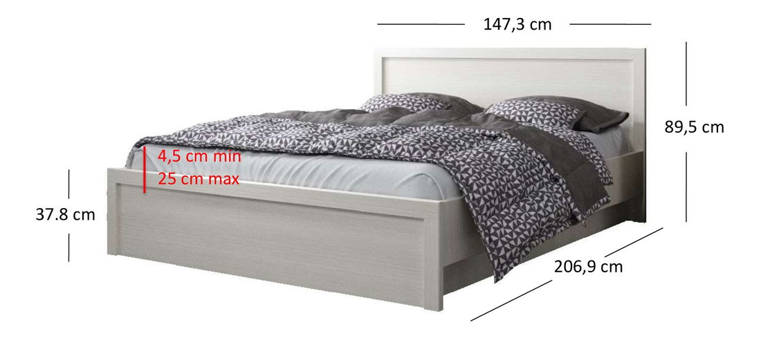 Manželská postel 140 cm Jolene (bílá) (s roštem)