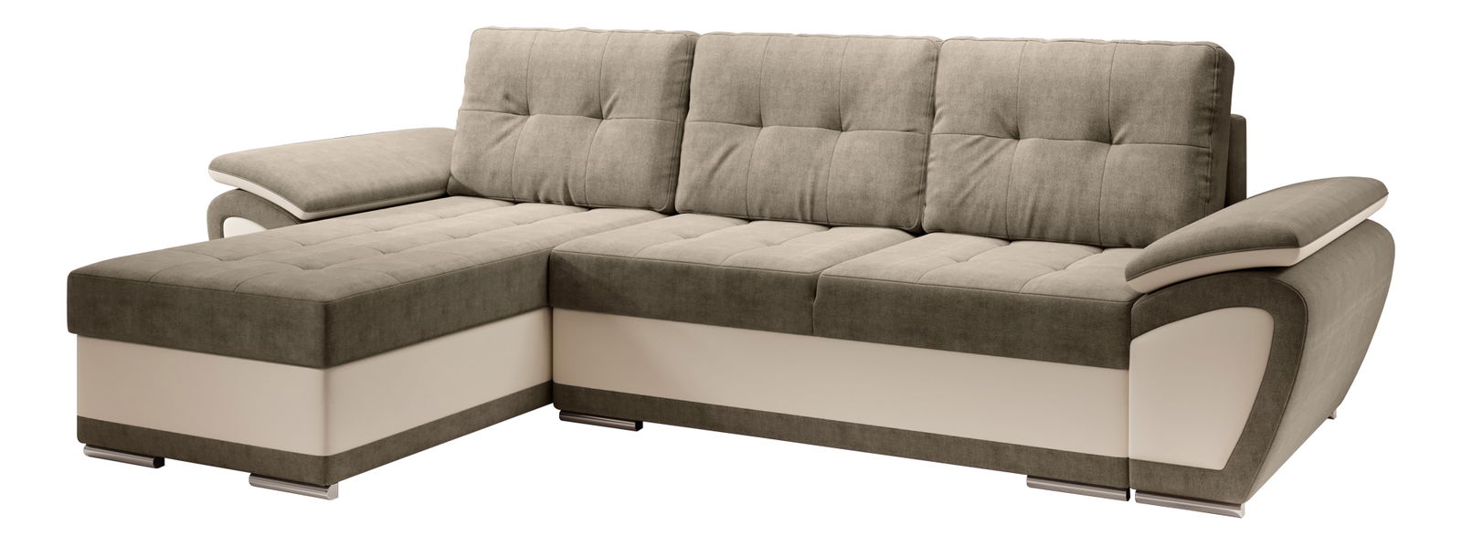 Rozkládací sedací souprava Elik (béžová ekokůže + orinoco 24) (L) 