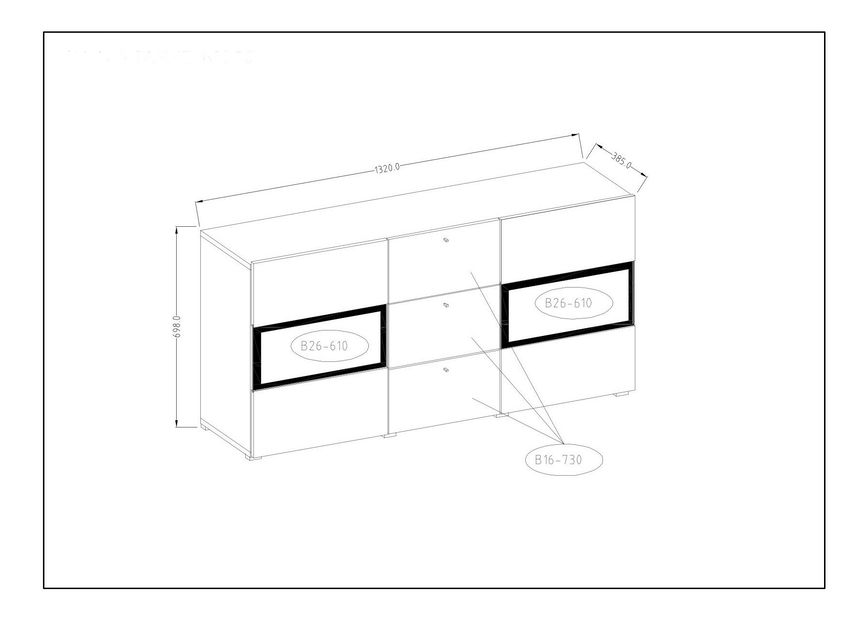 Vitrína Berle Typ 26 (bílá + bílý lesk)