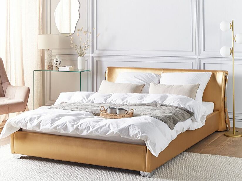 Manželská vodní postel 160 cm Pariz (zlatá)