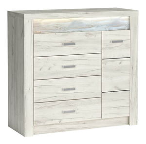 Komoda Indie 17 (s LED osvětlením) (craft bílý)