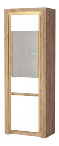 Vitrína Livia 04 (s LED osvětlením) (dub ribbeck + bílý lesk)