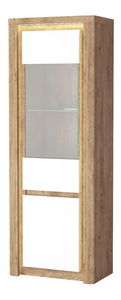 Vitrína Livia 04 (s LED osvětlením) (dub ribbeck + bílý lesk)
