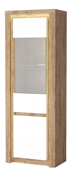 Vitrína Livia 04 (s LED osvětlením) (dub ribbeck + bílý lesk)