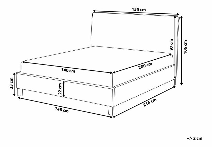 Manželská postel 140 cm SANCHEZ (s roštem) (béžová)