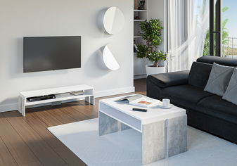 TV stolek Ramea (bílá + kámen)