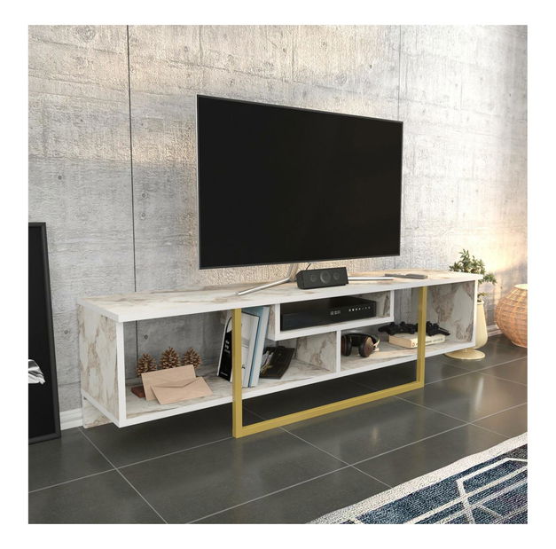 TV stolek/skříňka Aslana 150 (zlatá + bílá)