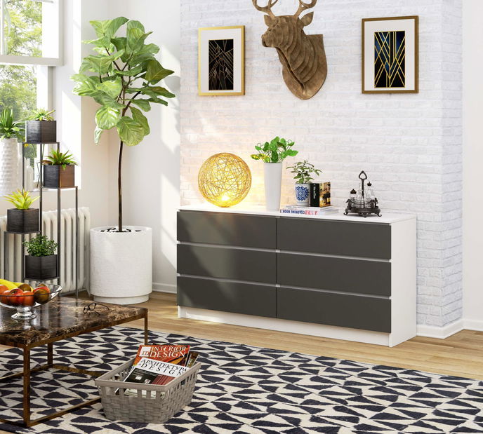 Komoda Koa III (bílá + šedá)