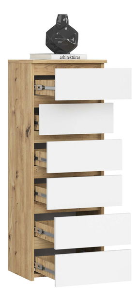 Komoda Cipriano V (dub artisan + bílá)