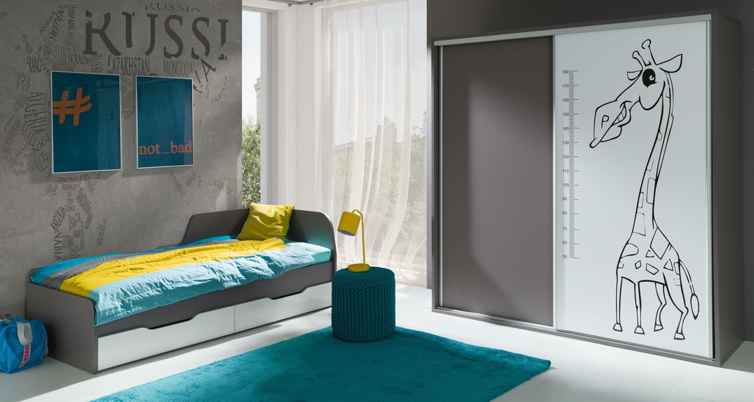 Jednolůžková postel 80cm Irlam Z22 (šedá + lesk bílý) (s roštem) (s úl. prostorem)