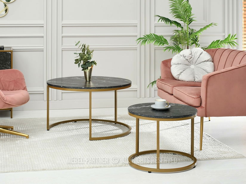 Konferenční stolek Klara (černý mramor + zlatá)