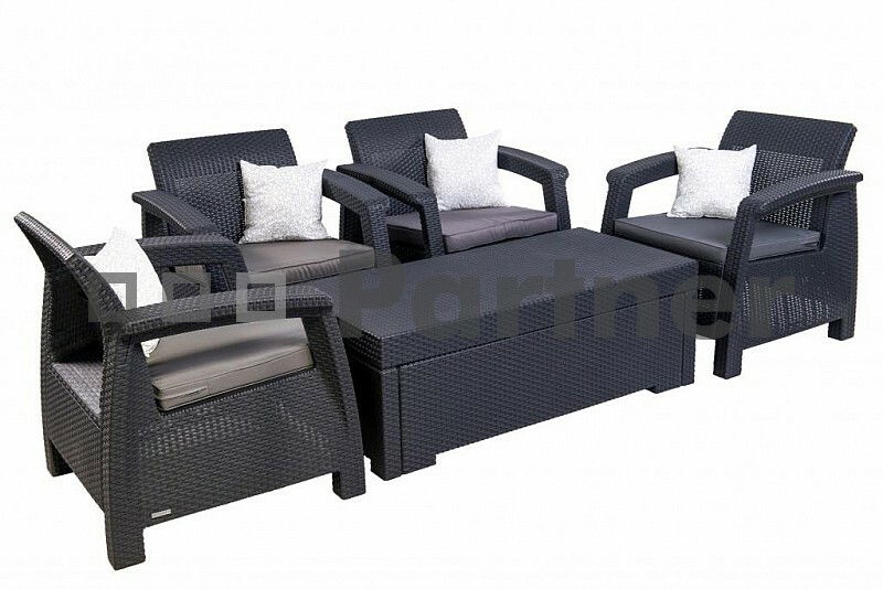 Zahradní nábytek Corfu Seat 4 antracit (um. ratan) *polštářky zad ZDARMA