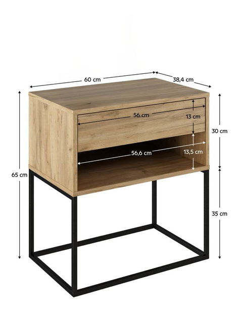 Noční stolek Autor (dub artisan + černá)