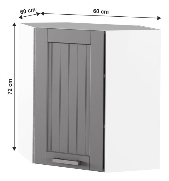 Rohová horní kuchyňská skříňka Janne Typ 10 (tmavě šedá + bílá)