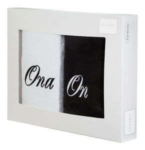 Sada ručníků 70x140 cm Couple (bílá + černá)