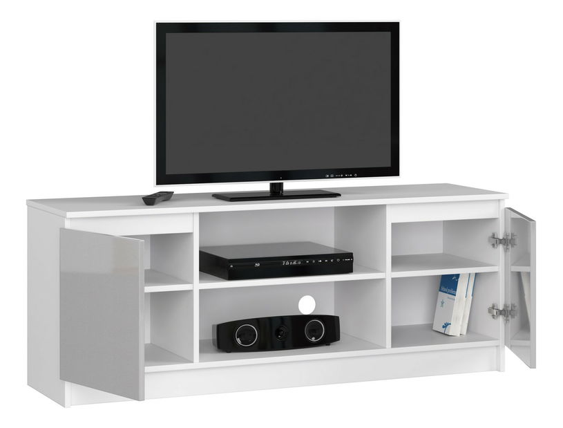 TV stolek Dariel (bílá + metalický lesk)