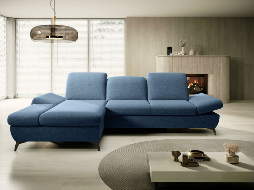 Rohová sedací souprava Harpie (modrá) (L)