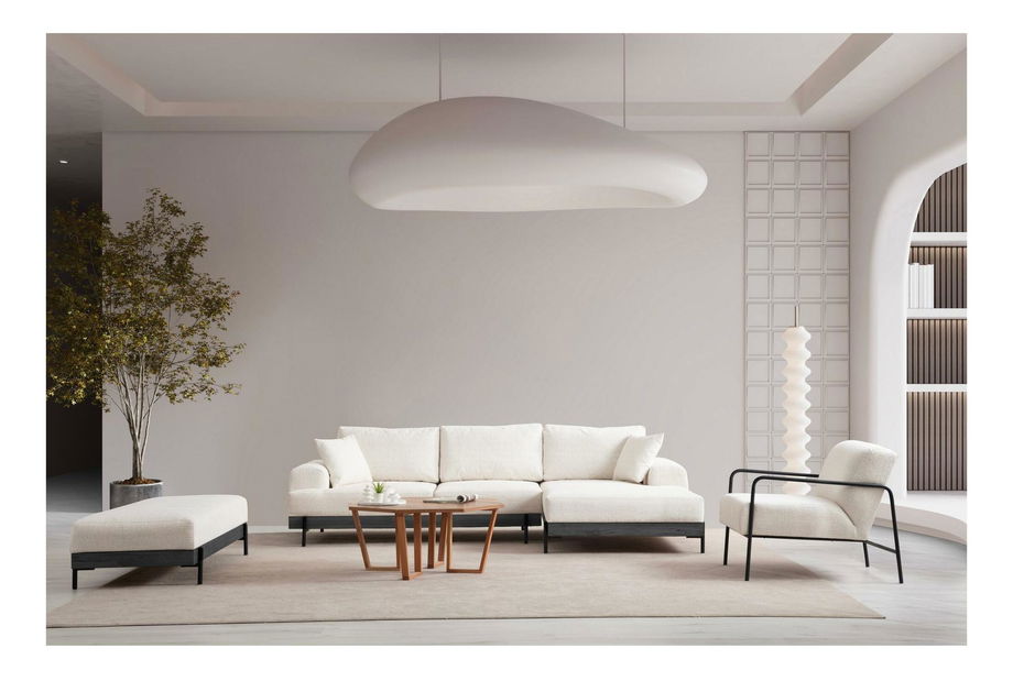 Rohová sedačka Etorella (P) (bílá + černá)