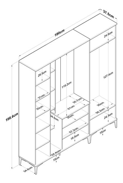 Předsíň Emily 29 (se zrcadlem) (ořech + bílá)