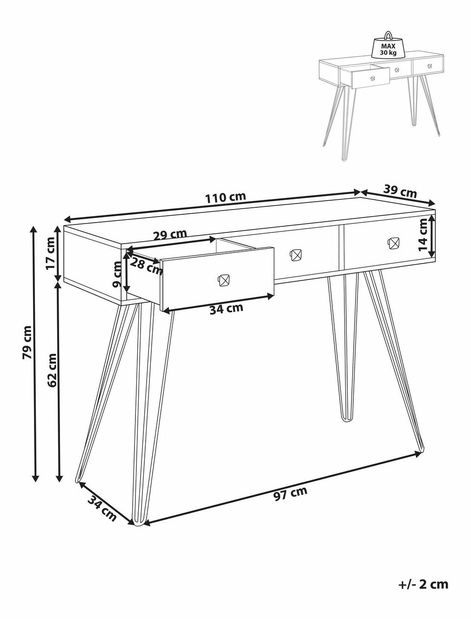 Konzolový stolek Masu (hnědá)