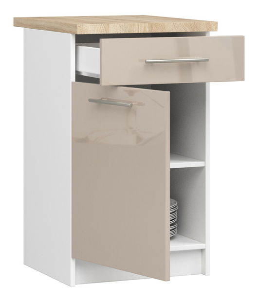 Dolní kuchyňská skříňka Ozara S50 SZ4 (bílá + cappuccino lesk)