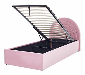 Jednolůžková postel 90 cm Annesile (růžová) (s roštem) (s úl. prostorem)