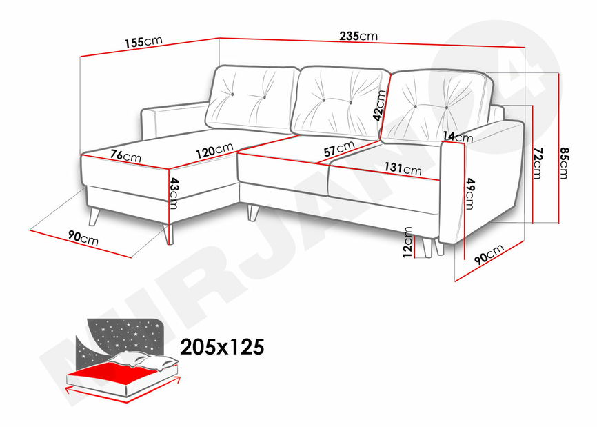 Rohová sedačka Etro (zelená) *výprodej