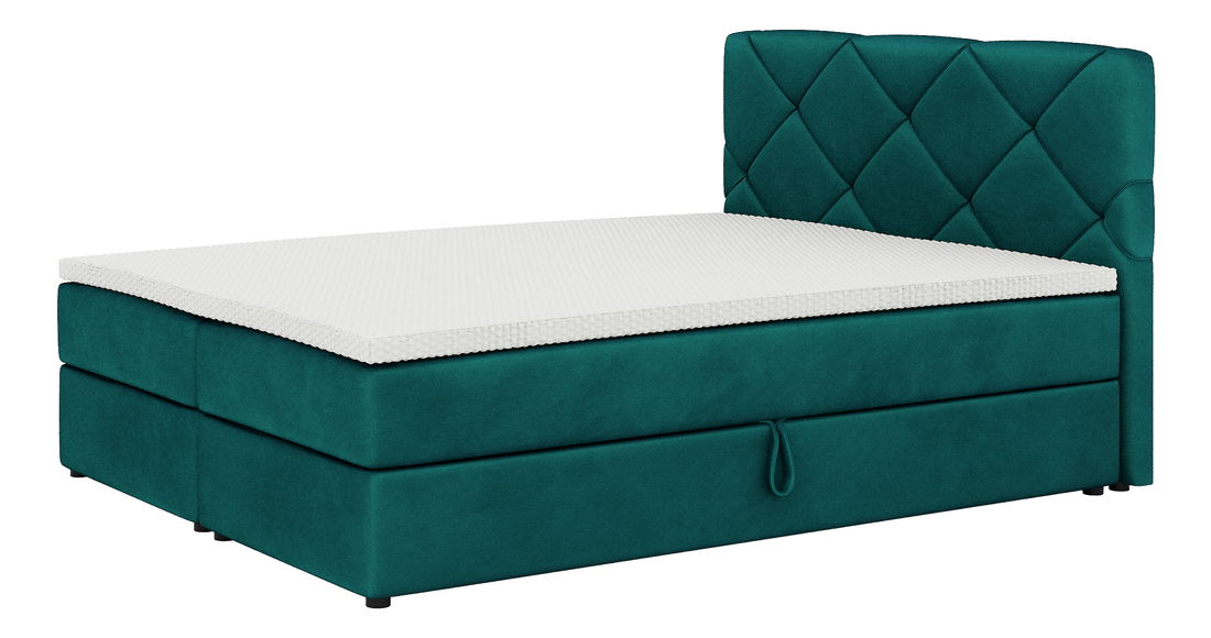 Boxspring postel 160x200 cm Karum (tmavě zelená) (s roštem a matrací)