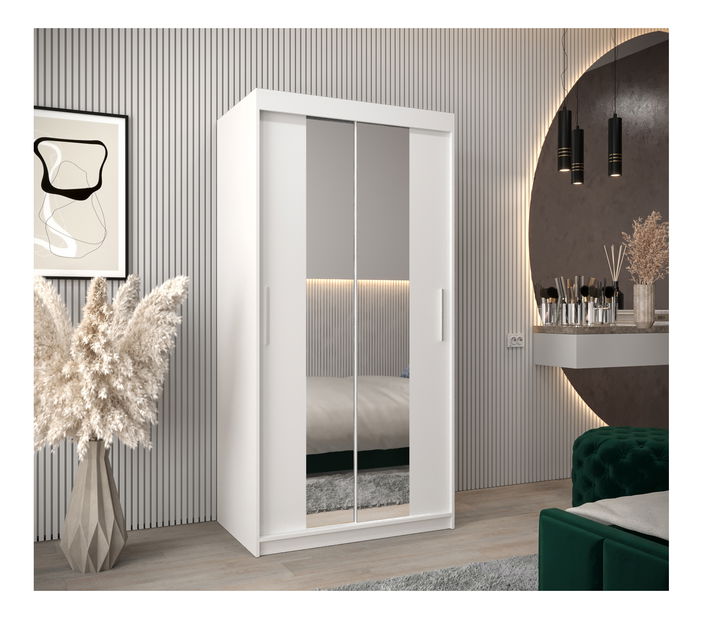 Šatní skříň 100 cm Toki 1 (Bílá matná + Bílá matná)