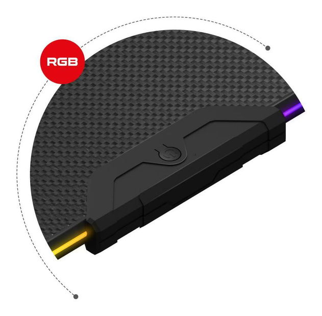 Elektricky nastavitelný PC stolek Hyperion 8.2 (černá + vícebarevná) (s LED osvětlením)