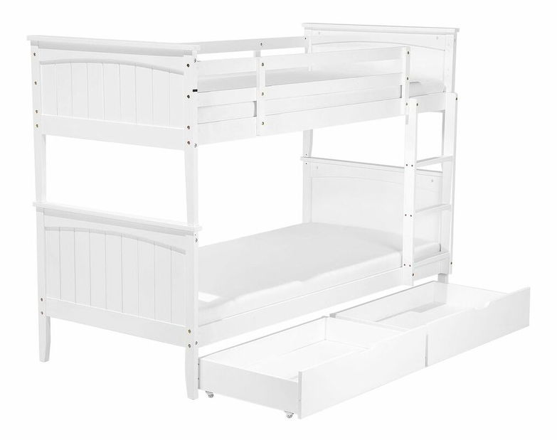 Patrová postel 90 cm RADIN (bílá) (s roštem a úl. prostorem)