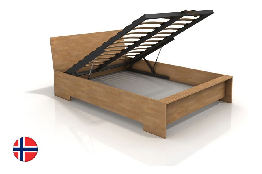 Manželská postel 200 cm Naturlig Lekanger High BC (buk) (s roštem)