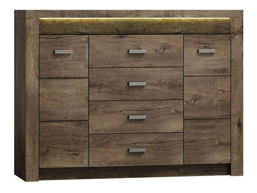 Kombinovaná komoda Nadenas N7 (jasan světlý) (osvětlení LED teplé bílé)