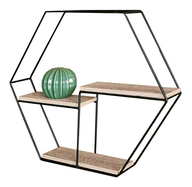 Nástěnná police Principales (dub + černá matná)