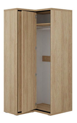 Rohová šatní skříň Sergeda SR14 (hikora přírodní + černá)