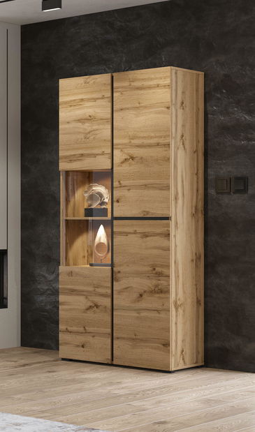 Vitrína Crossroad N12 (dub wotan + černá)