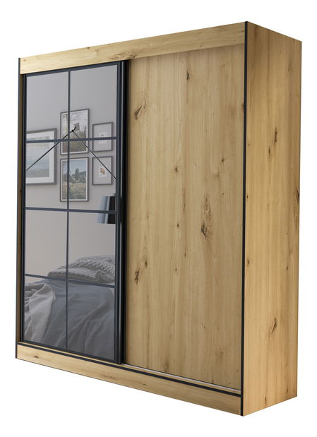 Šatní skříň 180 cm Oklahoma 2 (dub artisan + černá)