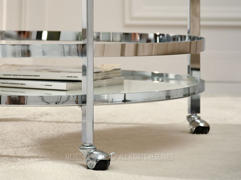 Konferenční stolek Chici (bílý mramor + chromová)