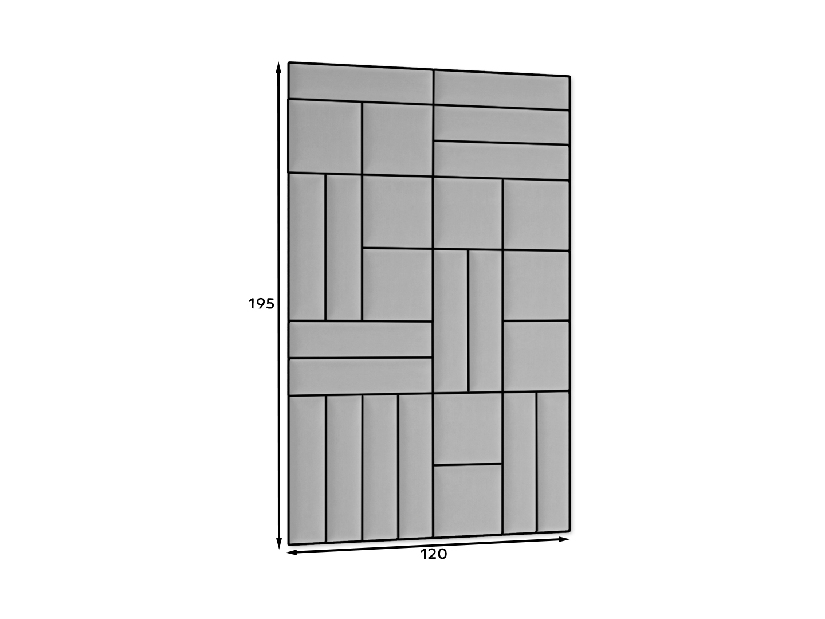 Set 26 čalouněných panelů Quadra 120x195 cm (světlešedá)