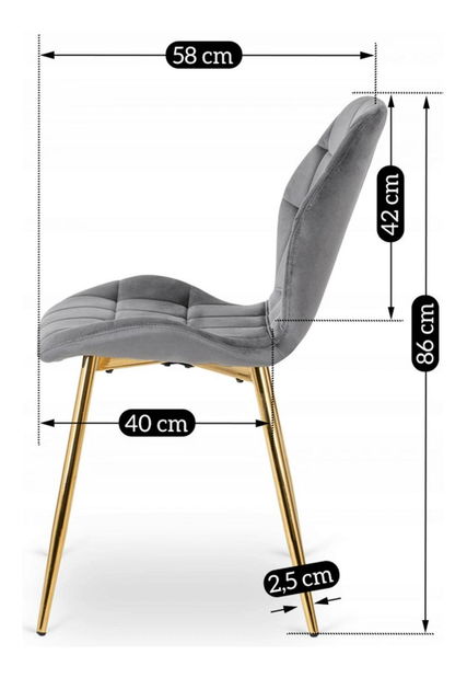 Jídelní židle Ligado (šedá + zlatá)