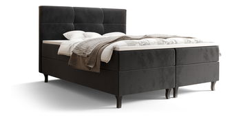 Manželská postel Boxspring 160 cm Lumba Comfort (černá) (s matrací a úložným prostorem)