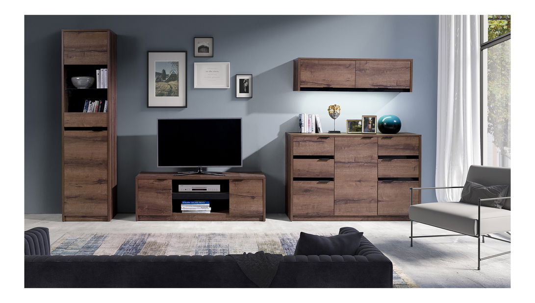 Závěsná skříňka Desayuno SZWISZ (dub monastery + lesk černý)