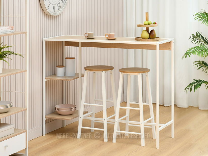 Barová židle Fukando (dub + bílá)