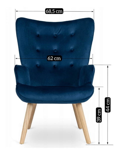 Křeslo s podnožkou Lombardi (námořnická modrá)