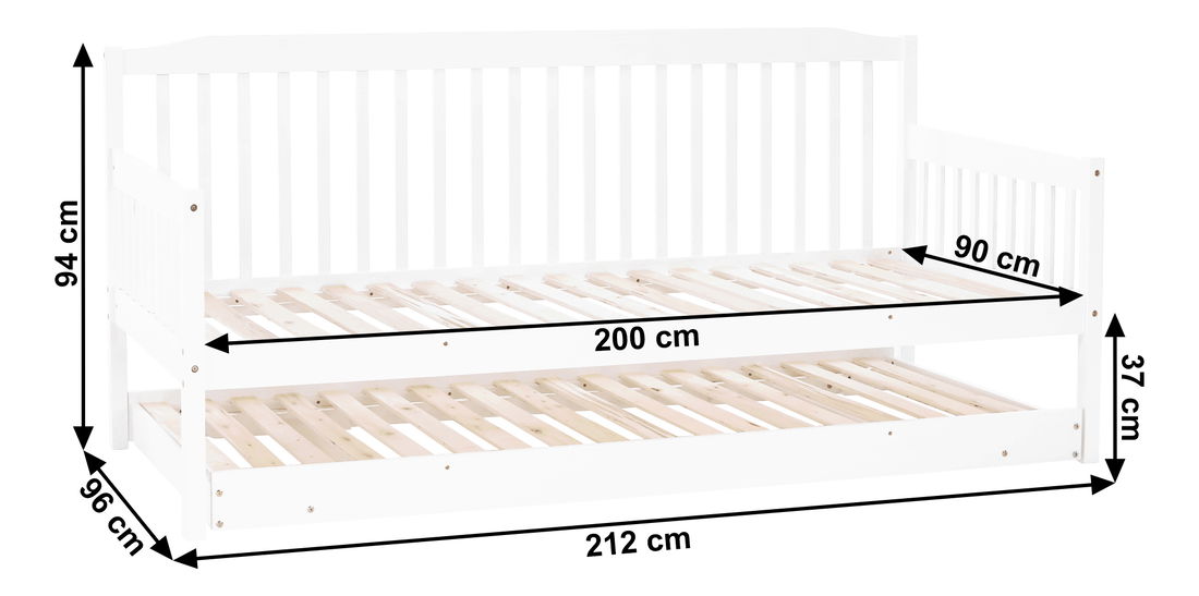 Dětská rozkládací postel 90 cm Pazzan (bílá) (s roštem)