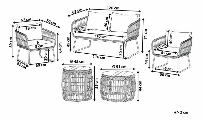 Zahradní set ROLVO (béžová) (pro 4 osoby)