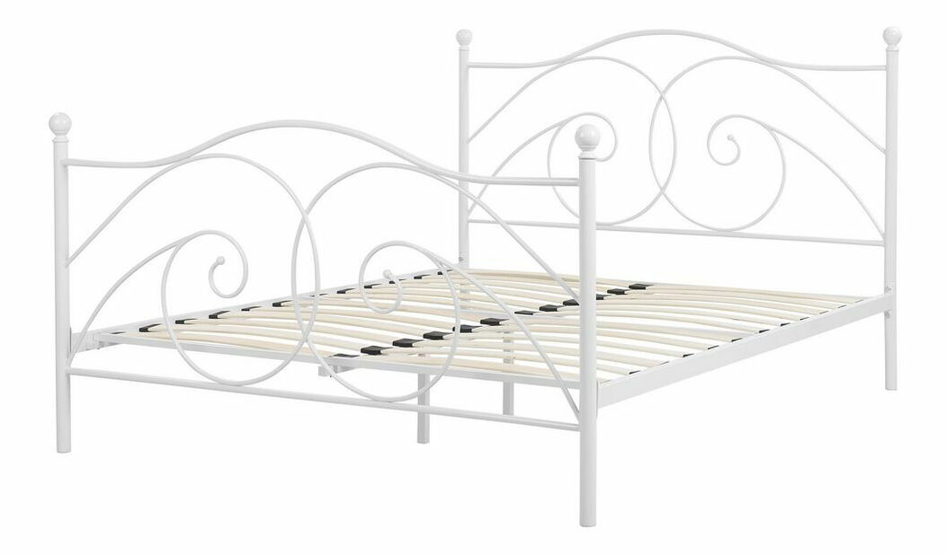 Manželská postel 160 cm DIROU (s roštem) (bílá)
