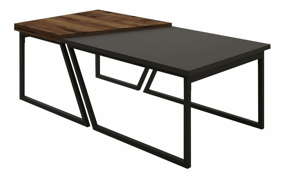 Set konferenčních stolků Veronico (antracit + ořech rustikální)